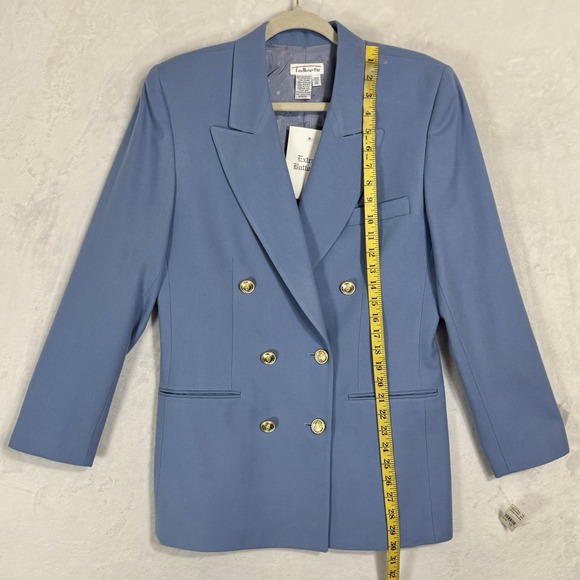 Vintage Talbots Wool Midi Skirt Suit 10 Fit 6 8 Blue Double Breasted Gold Button - Picture 10 of 16